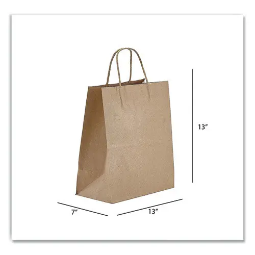 Kraft Paper Bags, Jr. Mart, 13 X 7 X 13, Natural, 250-Carton 1