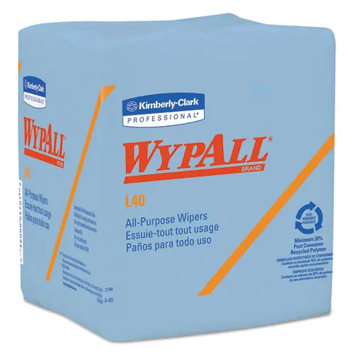 L40 Wiper, 1-4 Fold, Blue, 12 1-2 X 12, 56-Box, 12 Boxes-Carton 1