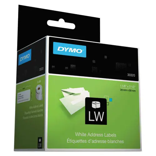 Labelwriter Address Labels, 1.12" X 3.5", White, 260 Labels-Roll, 2 Rolls-Pack 1