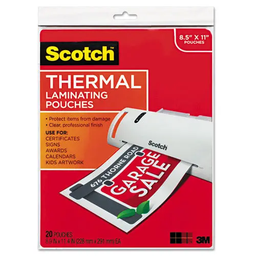 Laminating Pouches, 3 Mil, 9" X 11.5", Gloss Clear, 20-Pack 1