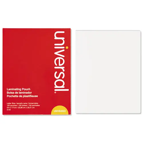 Laminating Pouches, 3 Mil, 9" X 11.5", Matte Clear, 100-Box 1