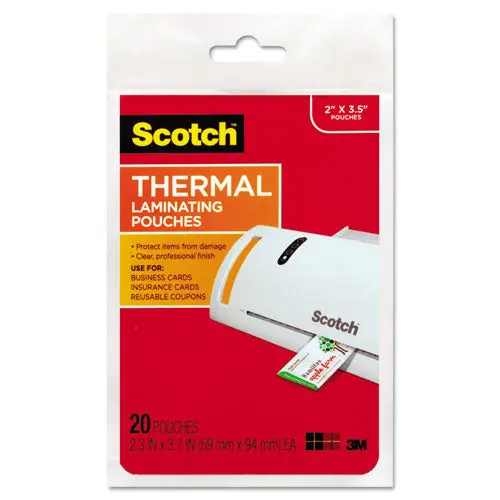 Laminating Pouches, 5 Mil, 3.75" X 2.38", Gloss Clear, 20-Pack 1