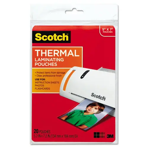 Laminating Pouches, 5 Mil, 5" X 7", Gloss Clear, 20-Pack 1