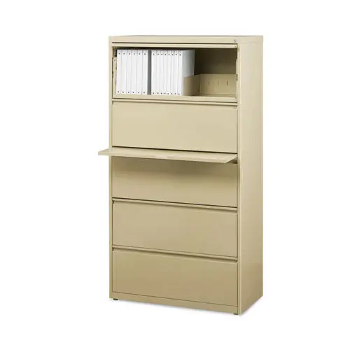 Lateral File Cabinet, 5 Letter-Legal-A4-Size File Drawers, Putty, 30 X 18.62 X 67.62 1