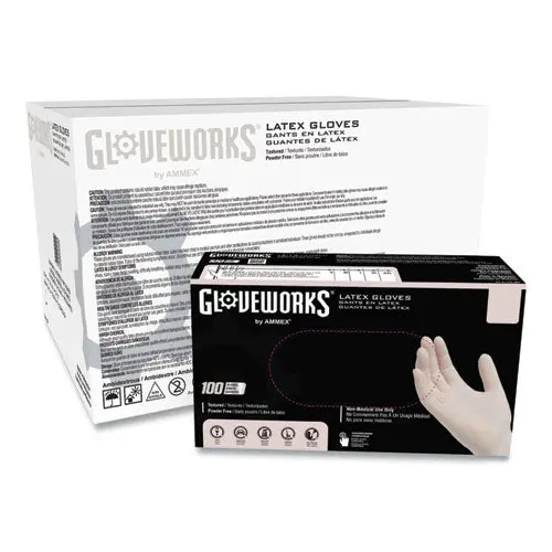 Latex Disposable Gloves, Powder-Free, 4 Mil, X-Large, Ivory, 100 Gloves/Box, 10 Boxes/Carton 1