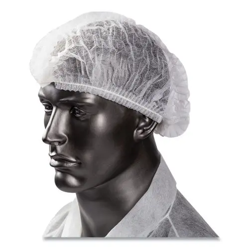 Latex-Free Operating Room Cap, Pleated, Polypropylene, White, 21", 100 Caps-Pack, 10 Packs-Carton 1