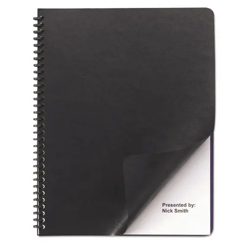 Leather Look Presentation Covers For Binding Systems, 11.25 X 8.75, Black, 50 Sets-Pack 1