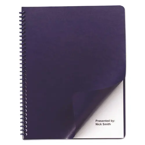 Leather Look Presentation Covers For Binding Systems, 11.25 X 8.75, Navy, 100 Sets-Box 1