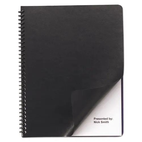 Leather Look Presentation Covers For Binding Systems, 11 X 8.5, Black, 200 Sets-Box 1