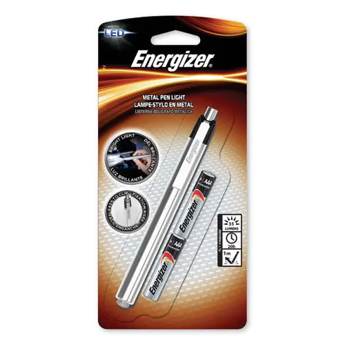Led Pen Light, 2 Aaa Batteries (Included), Silver-Black 1