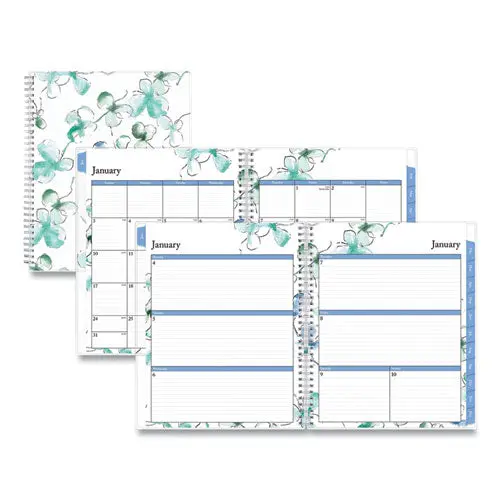 Lindley Weekly-Monthly Wirebound Planner, 11 X 8.5, White-Blue, 2022 1