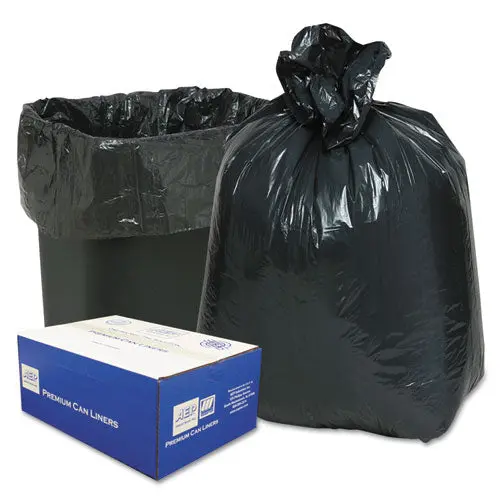 Linear Low-Density Can Liners, 10 Gal, 0.6 Mil, 24" X 23", Black, 500-Carton 1