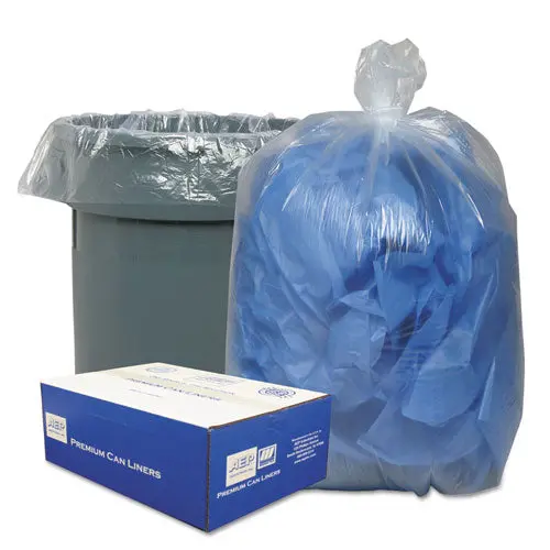 Linear Low-Density Can Liners, 45 Gal, 0.63 Mil, 40" X 46", Clear, 250-Carton 1