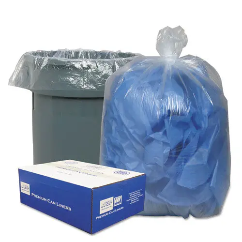 Linear Low-Density Can Liners, 56 Gal, 0.9 Mil, 43" X 47", Clear, 100-Carton 1