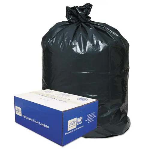 Linear Low-Density Can Liners, 60 Gal, 0.9 Mil, 38" X 58", Black, 100-Carton 1
