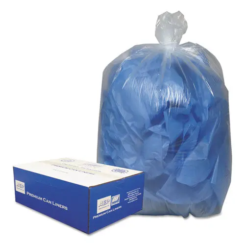 Linear Low-Density Can Liners, 60 Gal, 0.9 Mil, 38" X 58", Clear, 100-Carton 1