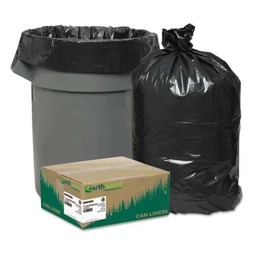 Linear Low Density Recycled Can Liners, 45 Gal, 1.65 Mil, 40" X 46", Black, 100-Carton 1