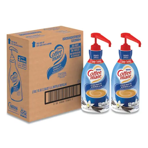 Liquid Coffee Creamer, French Vanilla, 1.5 Liter Pump Bottle, 2-Carton 1