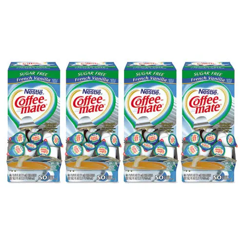 Liquid Coffee Creamer, Sugar-Free French Vanilla, 0.38 Oz Mini Cups, 50-Box, 4 Boxes-Carton, 200 Total-Carton 1