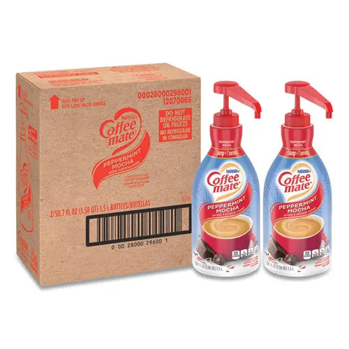 Liquid Creamer Pump Bottle, Peppermint Mocha, 1.5 L, 2-Carton 1