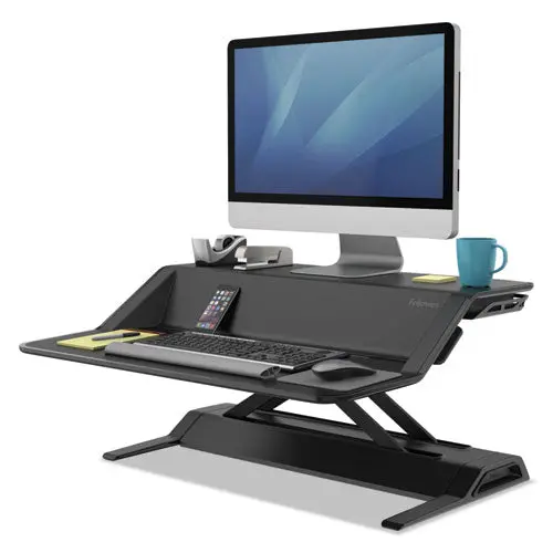 Lotus Sit-Stand Workstation, 32.75W X 24.25D X 5.5 To 22.5H, Black 1