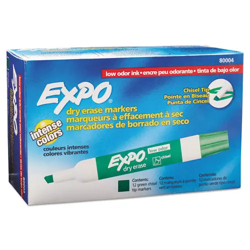 Low-Odor Dry-Erase Marker, Broad Chisel Tip, Green, Dozen 1