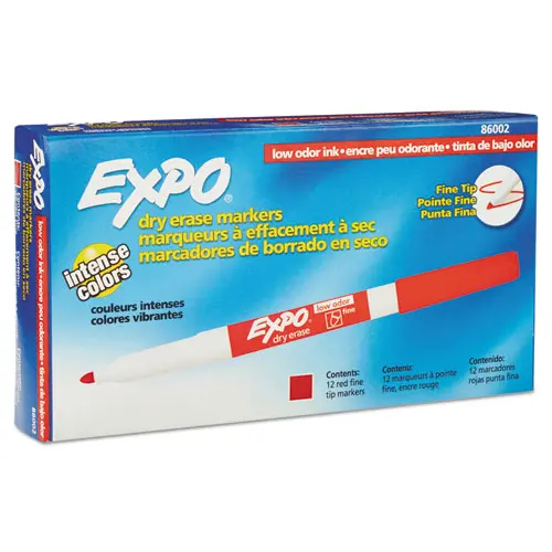 Low-Odor Dry-Erase Marker, Fine Bullet Tip, Red, Dozen 1