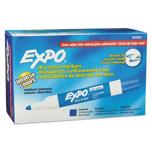 Low-Odor Dry-Erase Marker, Medium Bullet Tip, Blue, Dozen 1
