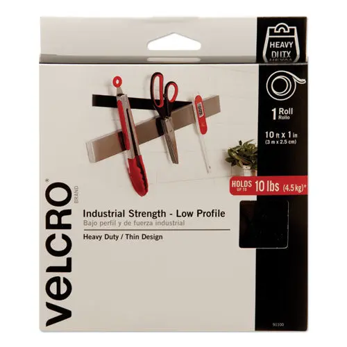 Low-Profile Industrial-Strength Heavy-Duty Fasteners, 1" X 10 Ft, Black 1