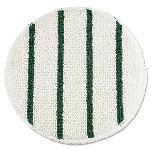 Low Profile Scrub-Strip Carpet Bonnet, 19" Diameter, White-Green, 5-Carton 1