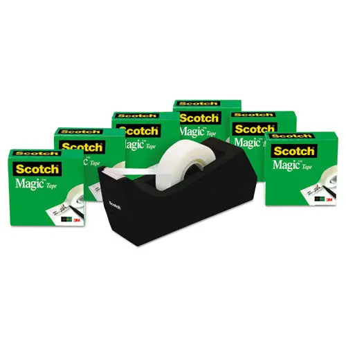 Magic Tape Desktop Dispenser Value Pack, 1" Core, 0.75" X 83.33 Ft, Clear, 6-Pack 1