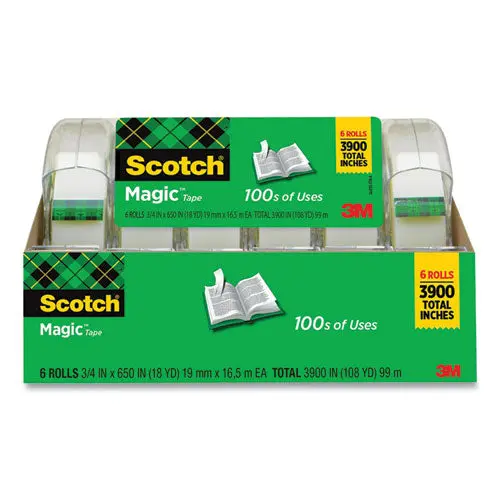Magic Tape In Handheld Dispenser, 1" Core, 0.75" X 54.17 Ft, Clear, 6-Pack 1