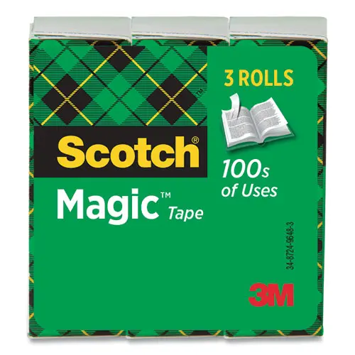 Magic Tape Refill, 3" Core, 1" X 72 Yds, Clear, 3-Pack 1