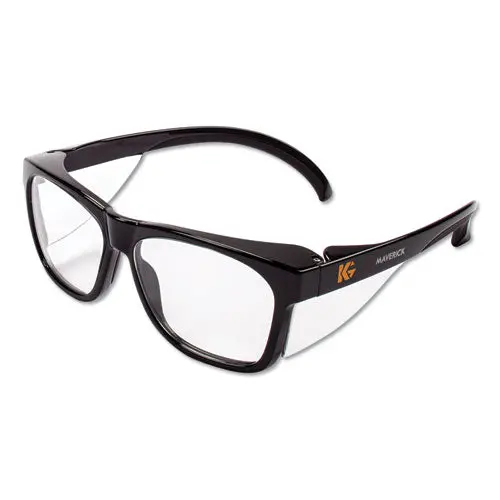 Maverick Safety Glasses, Black, Polycarbonate Frame, Clear Lens 1