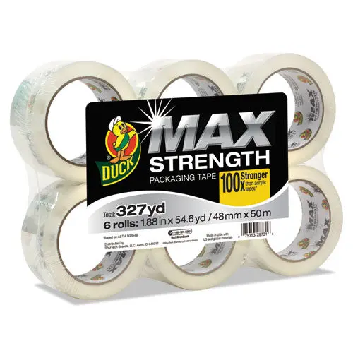 Max Packaging Tape, 3" Core, 1.88" X 54.6 Yds, Crystal Clear, 6-Pack 1