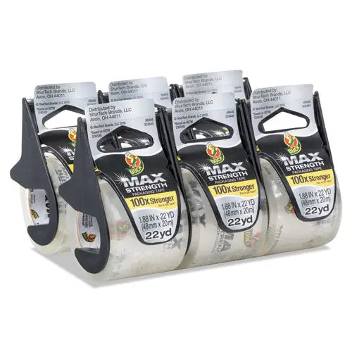 Max Packaging Tape With Dispenser, 1.5" Core, 1.88"X 22 Yds, Crystal Clear, 6-Pack 1