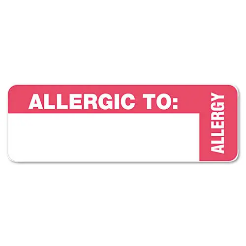 Medical Labels, Allergic To, 1 X 3, White, 500-Roll 1