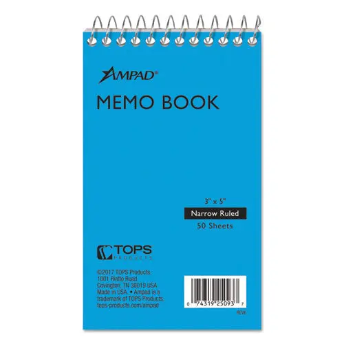 Memo Books, Narrow Rule, 3 X 5, White, 50 Sheets 1