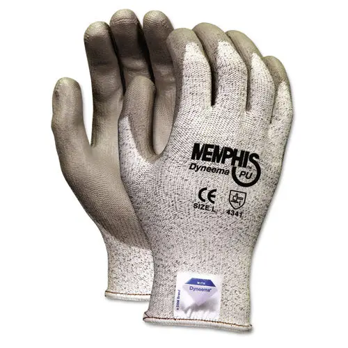 Memphis Dyneema Polyurethane Gloves, Large, White-Gray, Pair 1