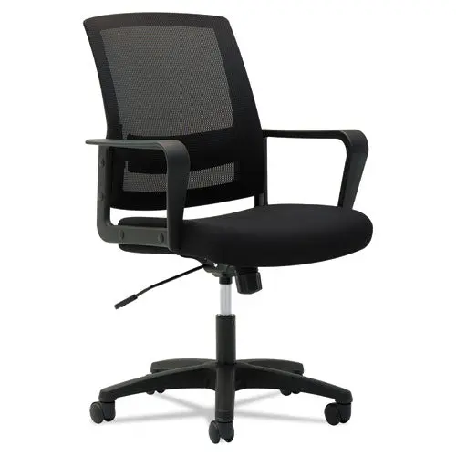 Mesh Mid-Back Chair, Supports Up To 225 Lbs., Black Seat-Black Back, Black Base 1