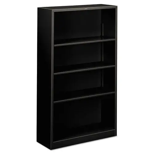 Metal Bookcase, Four-Shelf, 34-1-2W X 12-5-8D X 59H, Black 1