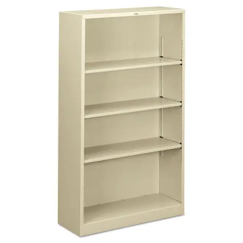 Metal Bookcase, Four-Shelf, 34-1-2W X 12-5-8D X 59H, Putty 1