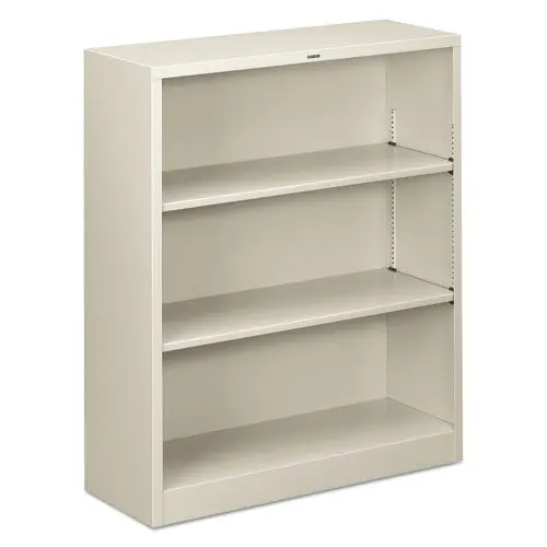 Metal Bookcase, Three-Shelf, 34-1-2W X 12-5-8D X 41H, Light Gray 1