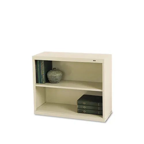 Metal Bookcase, Two-Shelf, 34-1-2W X 13-1-2D X 28H, Putty 1