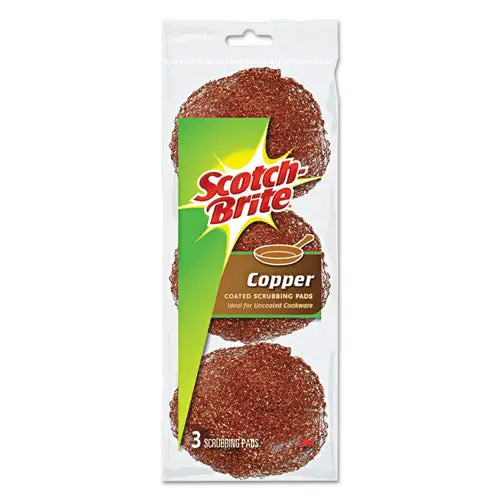 Metal Scrubbing Pads, 2 1-2" X 2 3-4", Copper Coated Metal, 3-Pk, 8- Pks-Ct 1