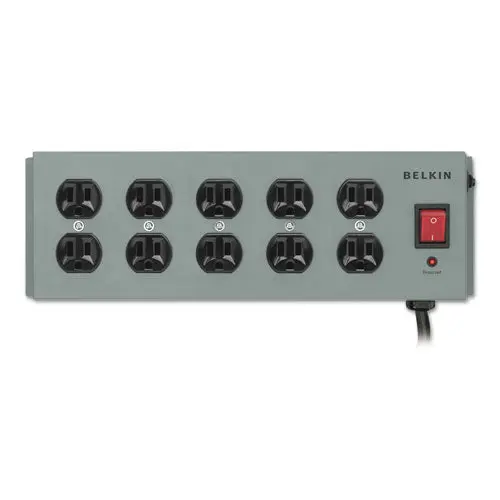 Metal Surgemaster Surge Protector, 10 Outlets, 15 Ft Cord, 885 Joules, Dark Gray 1