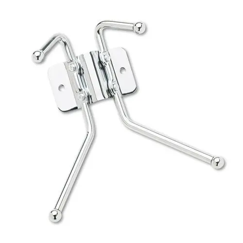 Metal Wall Rack, Two Ball-Tipped Double-Hooks, 6.5W X 3D X 7H, Chrome Metal 1