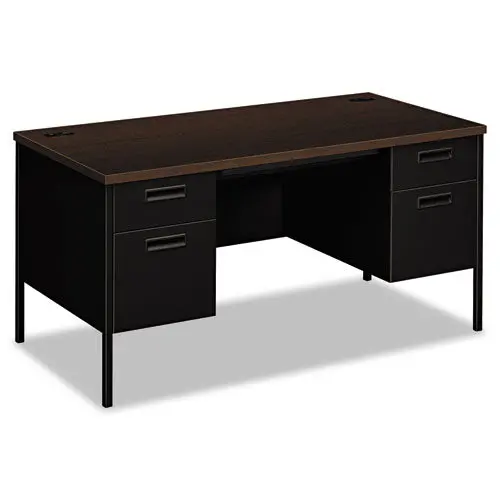 Metro Classic Double Pedestal Desk, 60W X 30D X 29.5H, Mocha-Black 1