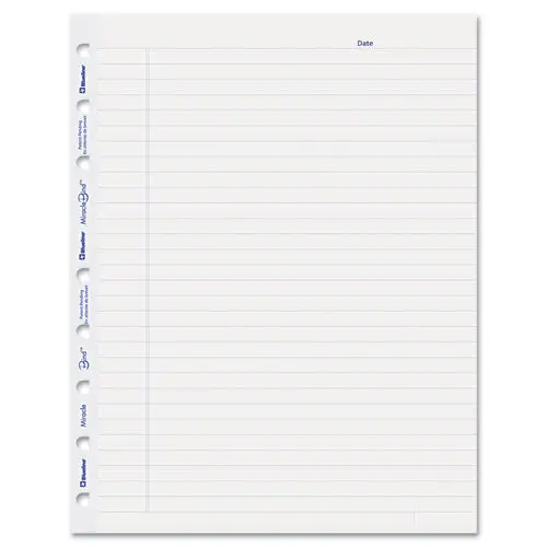 Miraclebind Ruled Paper Refill Sheets, 9-1-4 X 7-1-4, White, 50 Sheets-Pack 1