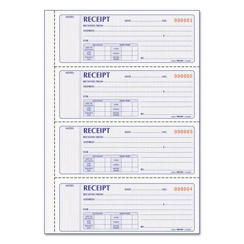 Money Receipt Book, 7 X 2 3-4, Carbonless Duplicate, 200 Sets-Book 1